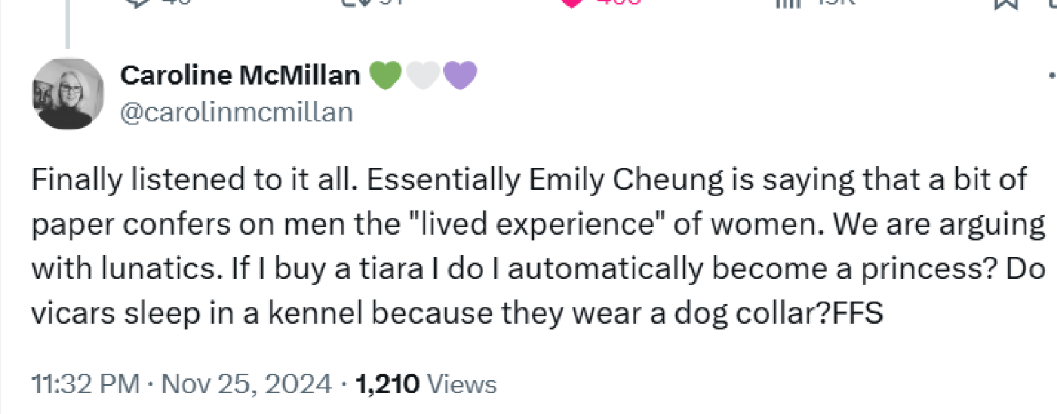 Calling all biological - cis - women. Could we all stop raping each other please? (BBC Radio 4)