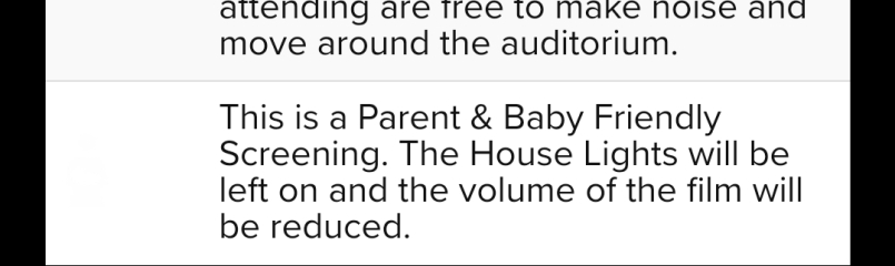 Have you taken your baby to the cinema (adult screening)?