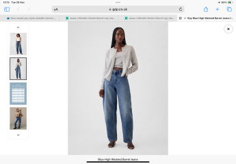 How would you style metallic barrel jeans?
