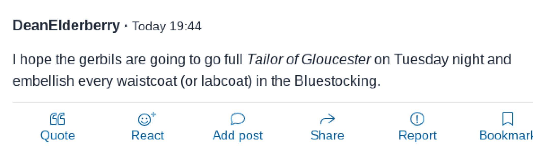 The Bluestocking - the one with the Christmas stocking