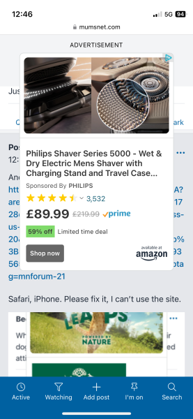 Huge adverts making site unusable