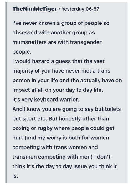 Could we ban "transvestigating" threads on here?