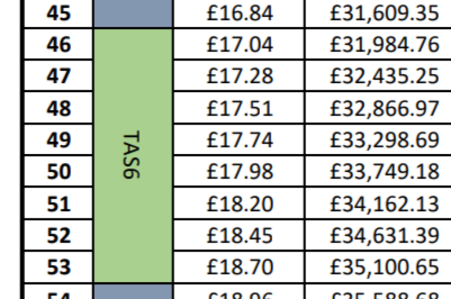 Pay scale increments