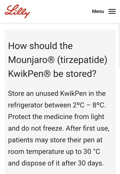Mounjaro can be stored past 30 days if always refrigerated??