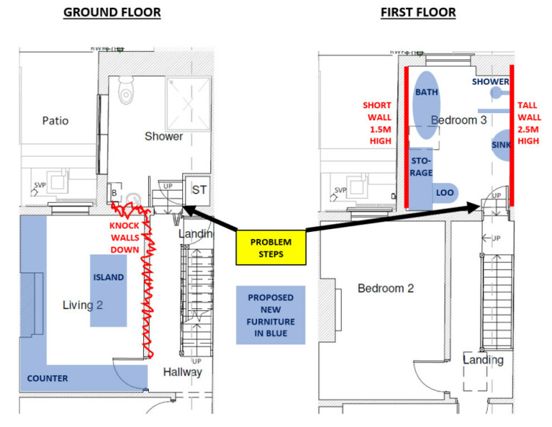 Low bathroom vs internal steps (vs £££ to fix!)