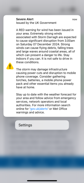 Just got Government alert on iPhone