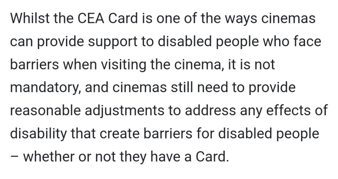 CEA cards and cinema visits