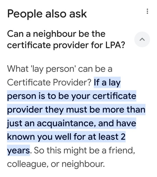 Lasting power of attorney - who do you make the 'certificate provider'?