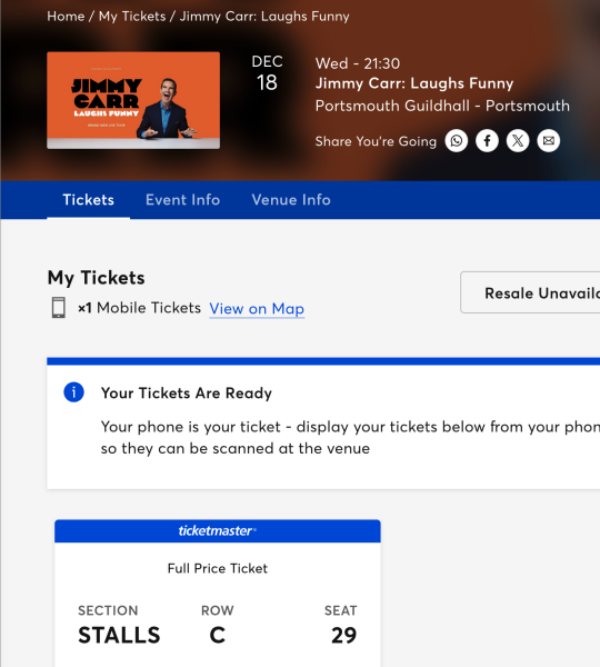 Anyone want a Jimmy Carr ticket for tonight for free?