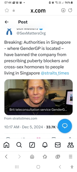 Gender GP is banned from prescribing in Singapore