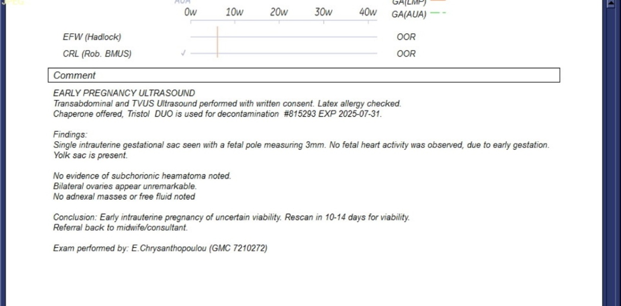 Early pregnancy reassuranxe