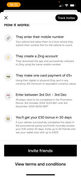 Free £30 from Zing in 30 days