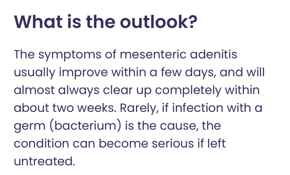 Advice on Mesenteric Adenitis
