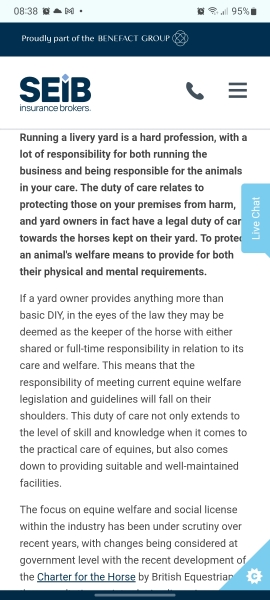 Managing veterinary conditions in livery