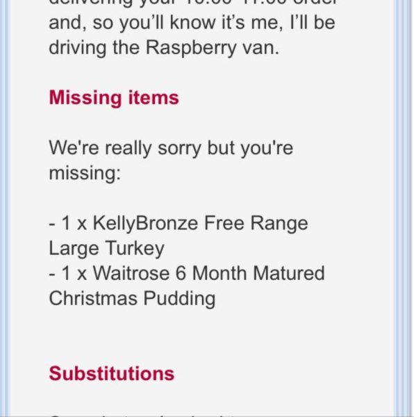 Food shopped has arrived and guess what’s missing?