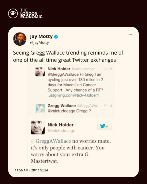 Hoping that Greg Wallace is forgiven, rather than cancelled