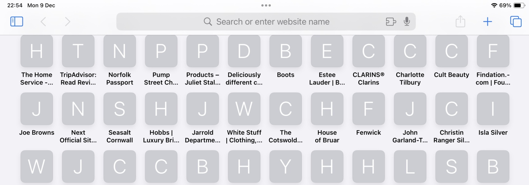 Favourites screen gone strange