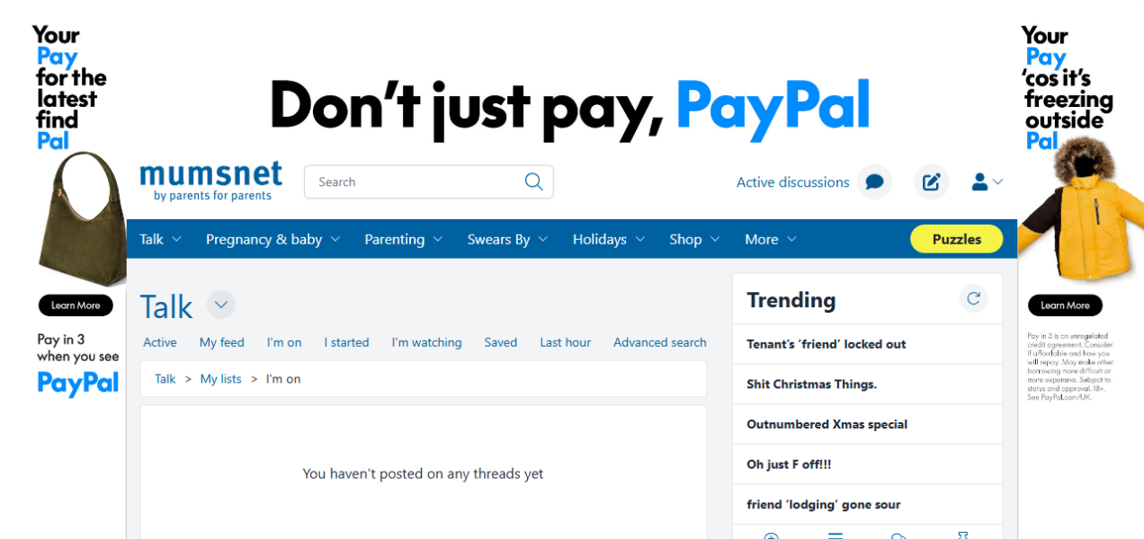 Huge ad behind the site content