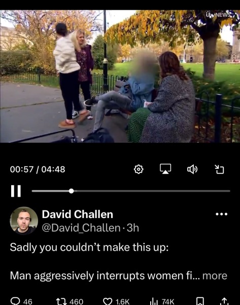 Man aggressively interrupts interview about more safe spaces for women