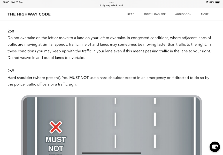 Undertaking VS middle lane hogging