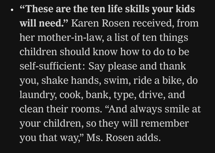 To ask what skills you think your children need to adult ?