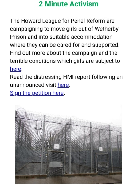 Girls placed in a boys prison in England.
