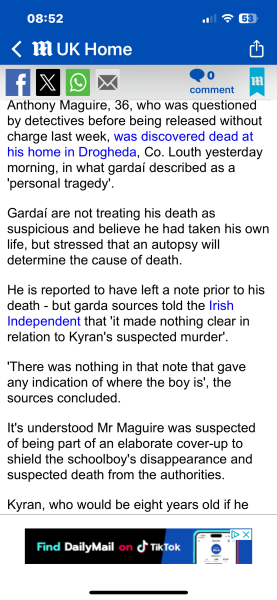 Kyran Durnin - awful story.