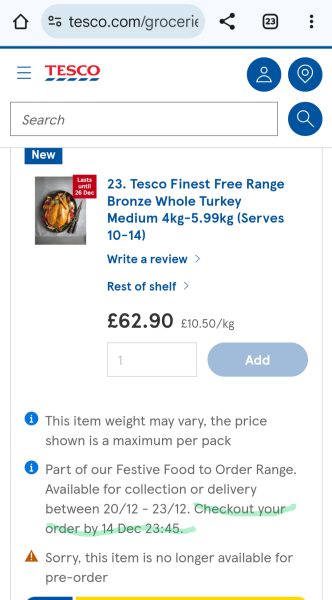 Have you used Tesco online festive food to order?