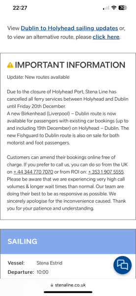 Holyhead closed!