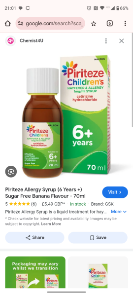 Accidentally gave my 2.4 year old the 6 year plus piriton
