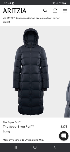 Longline ‘fitted’ puffer coat quest