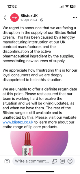 Blistex relief cream