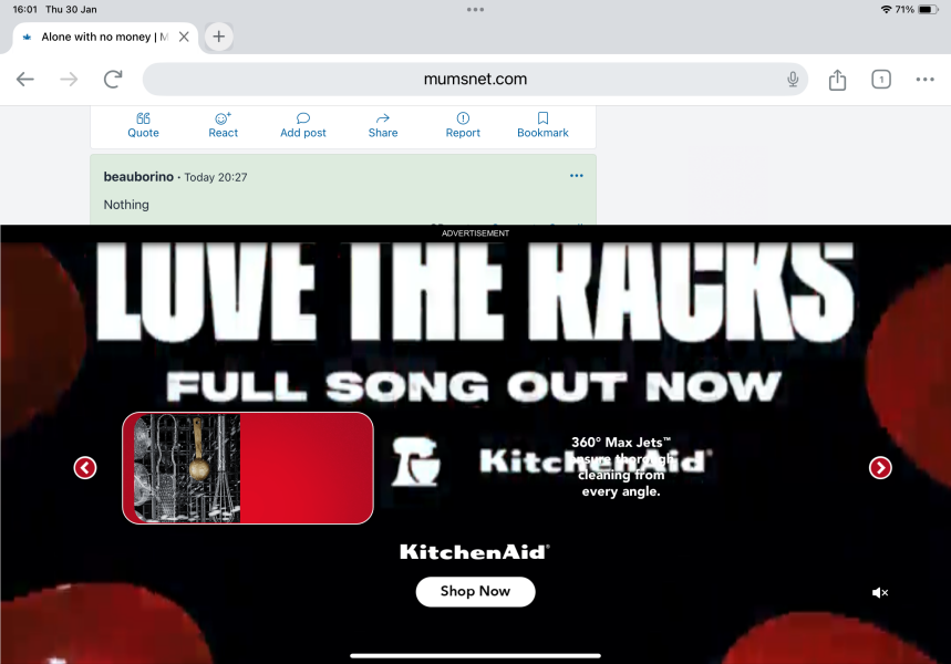 Massive ad across screen (desktop version on iPad)