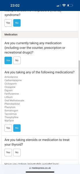Some questions re medications etc