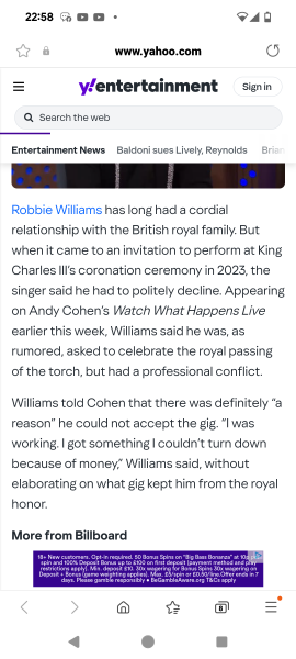 Robbie Williams turned down invite to perform at Coronation concert