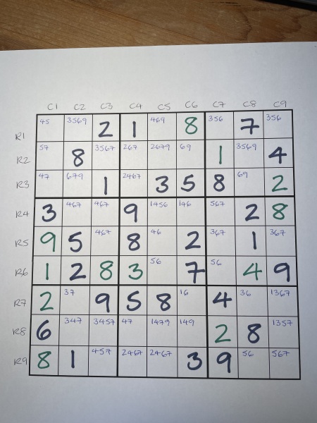 Need help or a clue in my super fiendish sudoku puzzle please