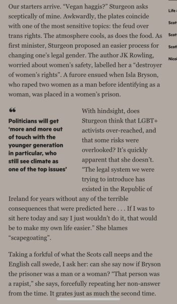 Nicola Sturgeon in the FT