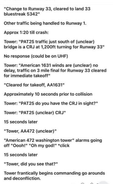 Washington DC Plane/Helicopter Collision