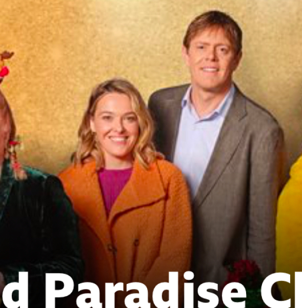 Martha’s knitted orange cardigan /jacket Beyond Paradise