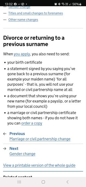 Changing back to maiden name