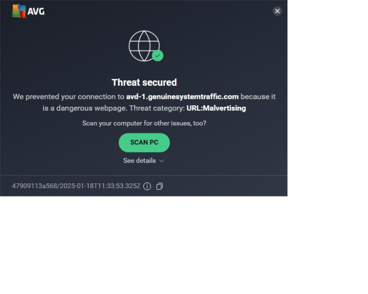 Virus scam appearing only  when on Mumsnet