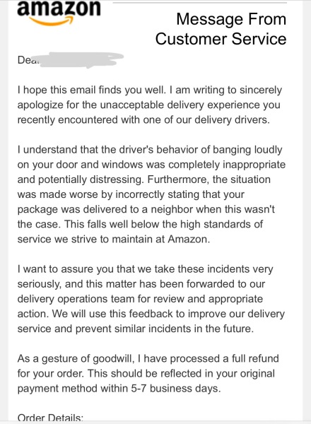 Felt intimidated by person delivering my post