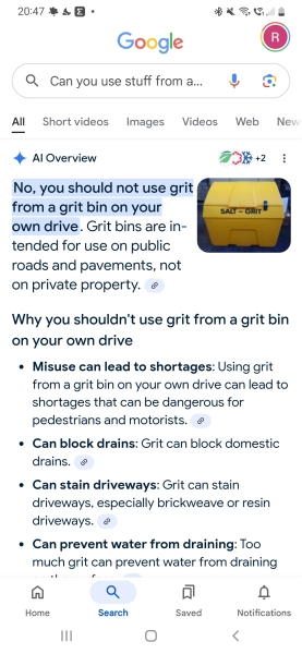 To think the bloke who told me off for taking grit out of the grit bin should fuck off