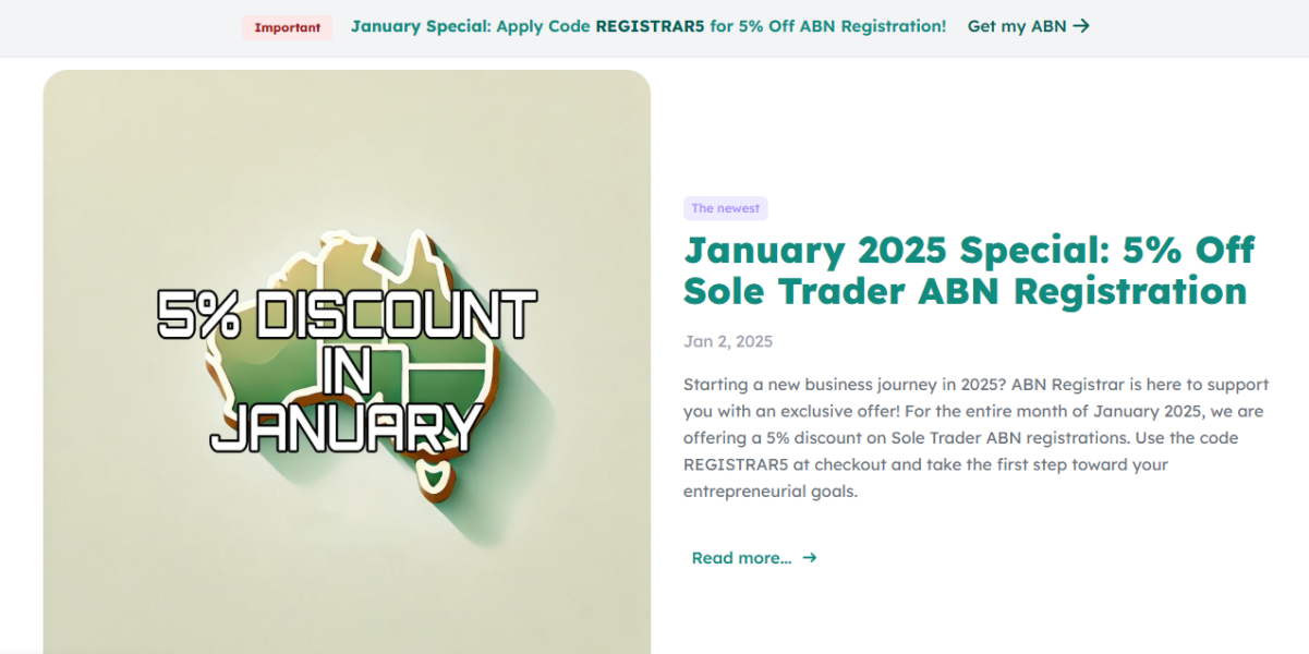 5% off Abn Registrar