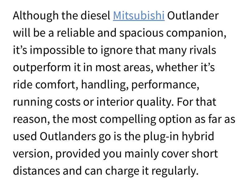 Mitsubishi Outlander PHEV or Subaru Forester?
