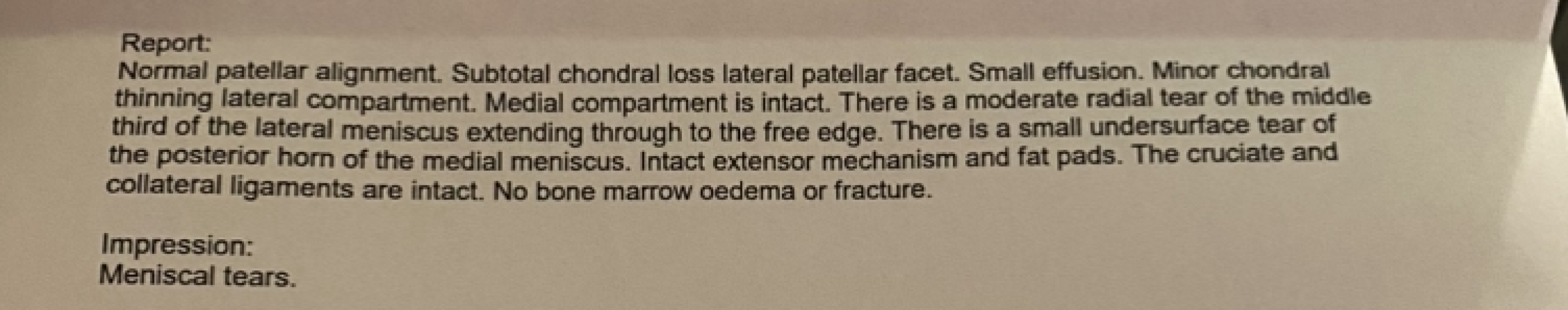 Can anyone advise on this injury to my knee