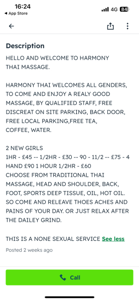 DH booking Thai massage