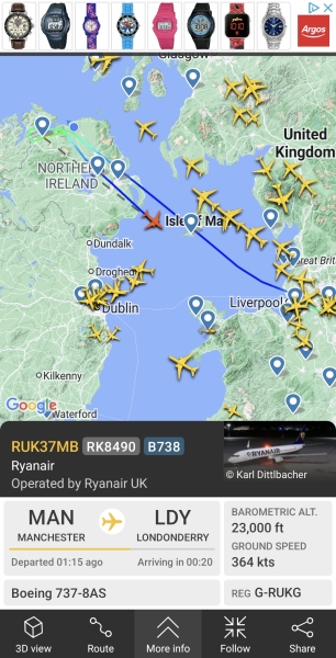 Flight radar - storm Eowyn version