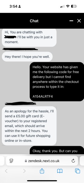 Next UK scam re free home delivery?