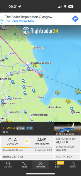 Flight radar - storm Eowyn version